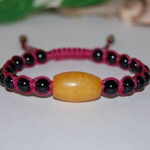 Yellow Jade Charm Bracelet,Drawstring Shamballa Bracelet
